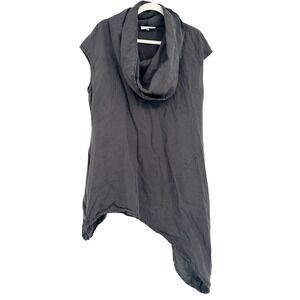 Bryn Walker Womens Lagenlook 100% Linen Cowl Neck Asymmetrical Noa Tunic Top M